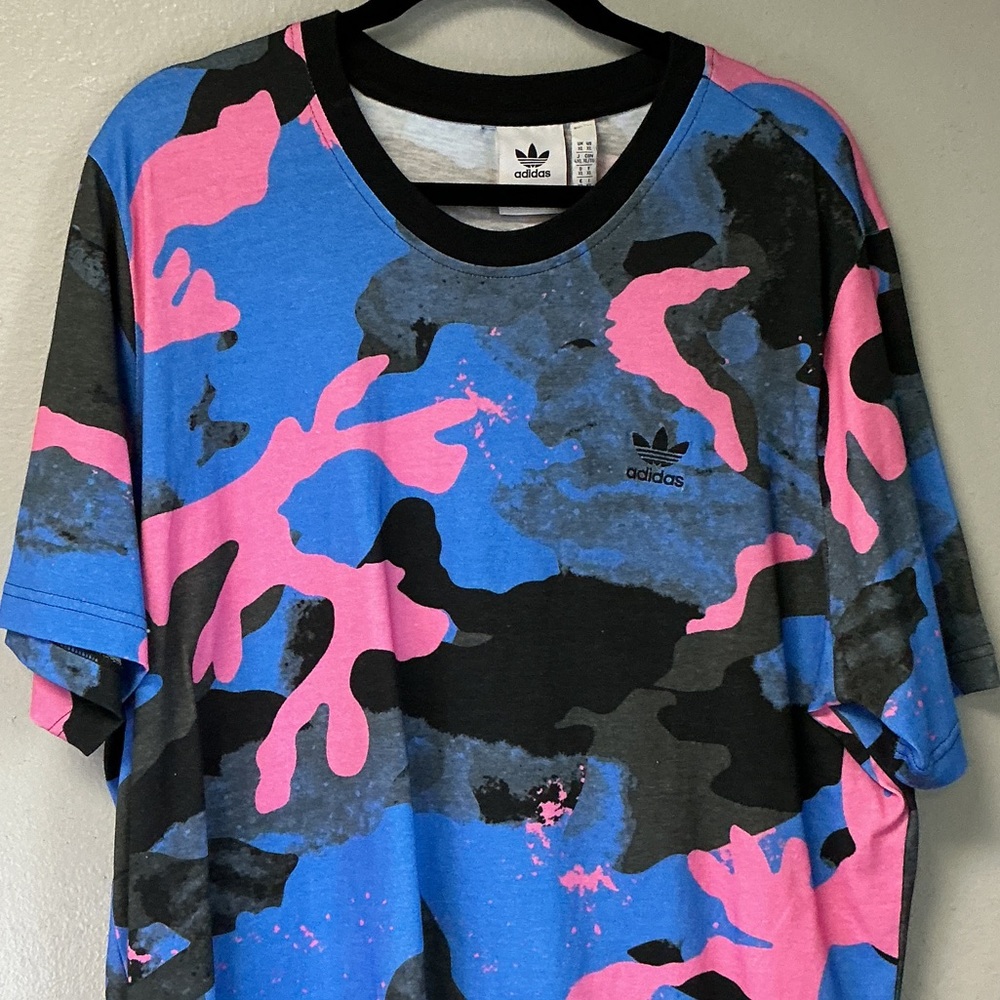 adidas Blue, Pink & Black Camo Graphic Tee